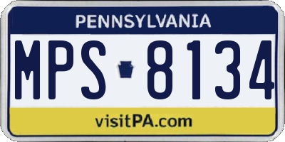 PA license plate MPS8134