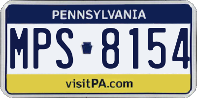 PA license plate MPS8154