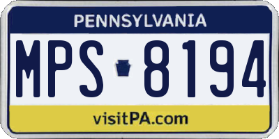 PA license plate MPS8194