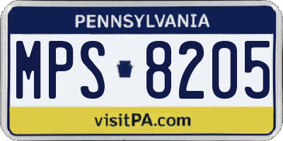 PA license plate MPS8205