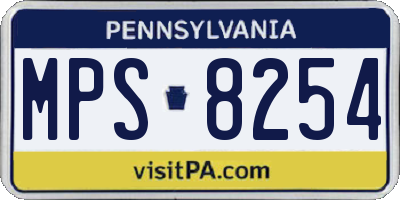 PA license plate MPS8254