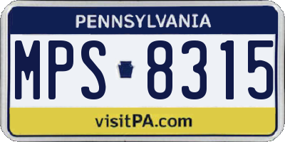 PA license plate MPS8315