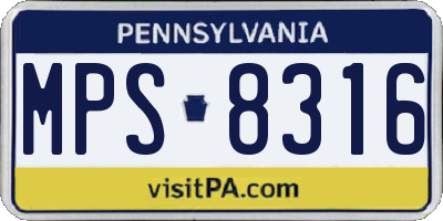 PA license plate MPS8316
