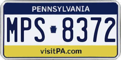 PA license plate MPS8372