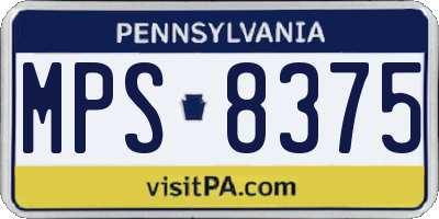 PA license plate MPS8375