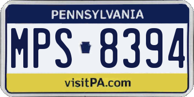PA license plate MPS8394