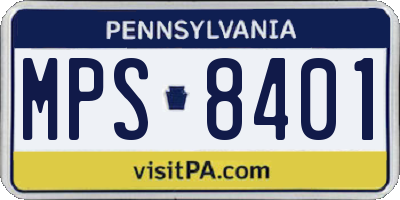 PA license plate MPS8401