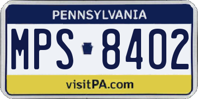 PA license plate MPS8402