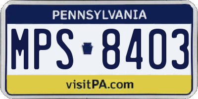 PA license plate MPS8403