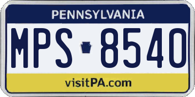 PA license plate MPS8540