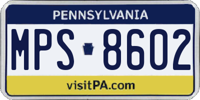 PA license plate MPS8602