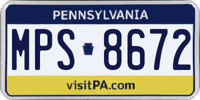 PA license plate MPS8672