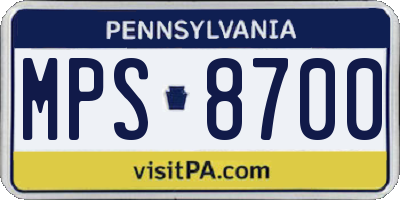 PA license plate MPS8700