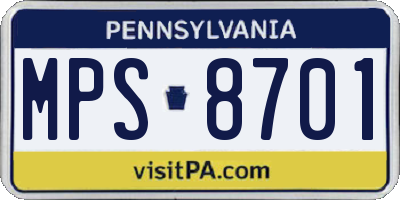 PA license plate MPS8701