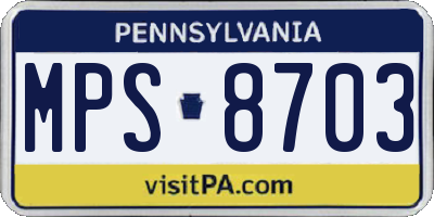 PA license plate MPS8703