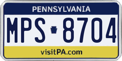 PA license plate MPS8704