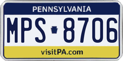PA license plate MPS8706