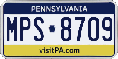 PA license plate MPS8709