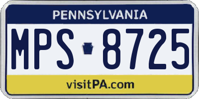PA license plate MPS8725