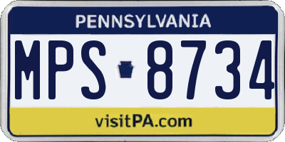 PA license plate MPS8734