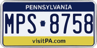 PA license plate MPS8758