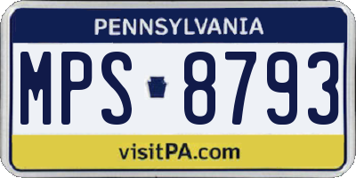 PA license plate MPS8793