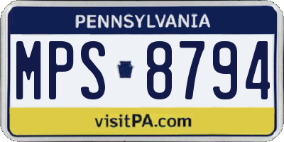 PA license plate MPS8794