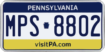 PA license plate MPS8802