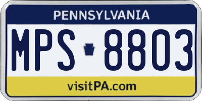 PA license plate MPS8803