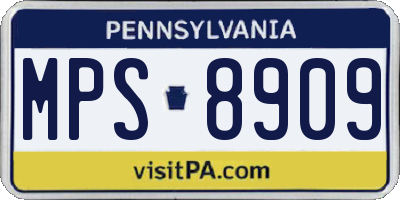 PA license plate MPS8909