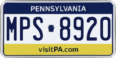 PA license plate MPS8920