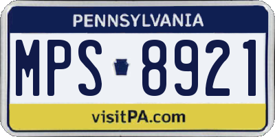 PA license plate MPS8921