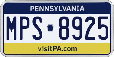 PA license plate MPS8925