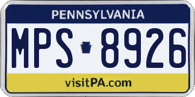 PA license plate MPS8926