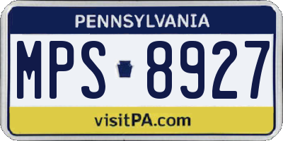 PA license plate MPS8927