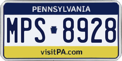 PA license plate MPS8928