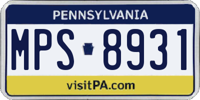 PA license plate MPS8931
