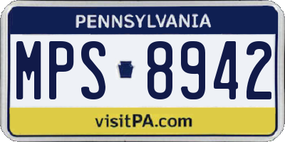 PA license plate MPS8942
