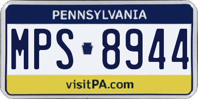 PA license plate MPS8944