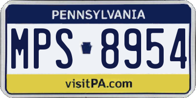 PA license plate MPS8954