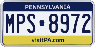 PA license plate MPS8972
