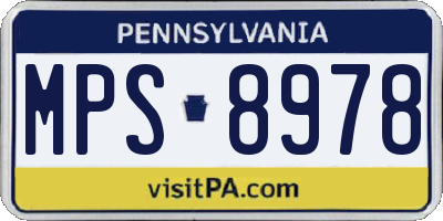 PA license plate MPS8978