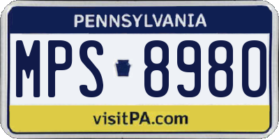 PA license plate MPS8980