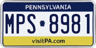 PA license plate MPS8981