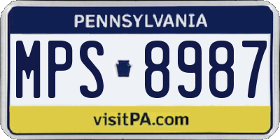 PA license plate MPS8987