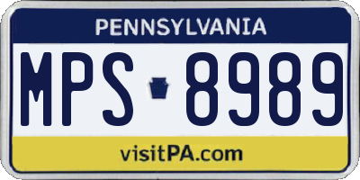 PA license plate MPS8989