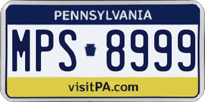 PA license plate MPS8999