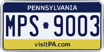 PA license plate MPS9003