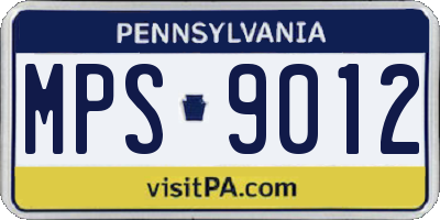 PA license plate MPS9012