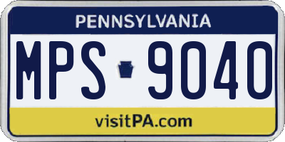 PA license plate MPS9040